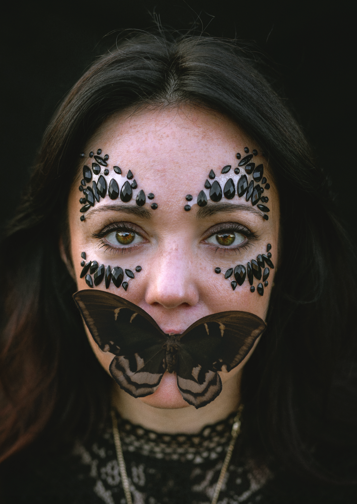 Black Halloween Face Jewels