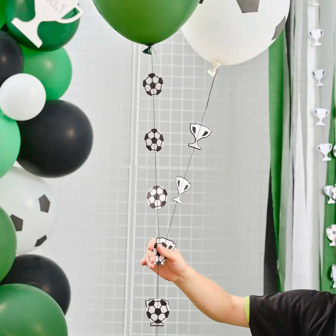 Black and White Football Balloon Tails
