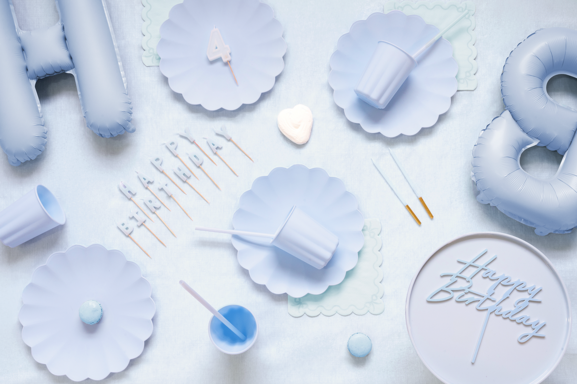 Blue Ruffled Paper Napkins