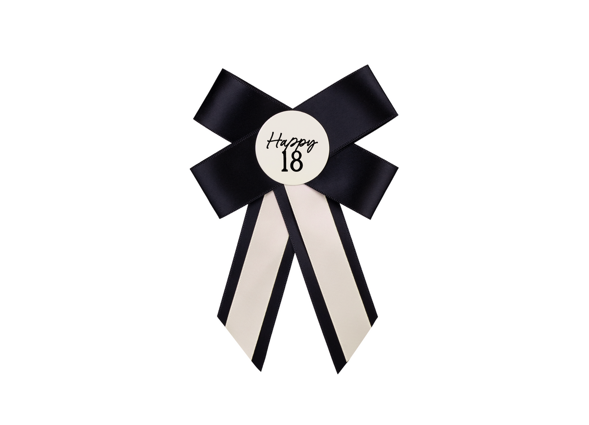 Cream &amp; Black 18th Birthday Rosette