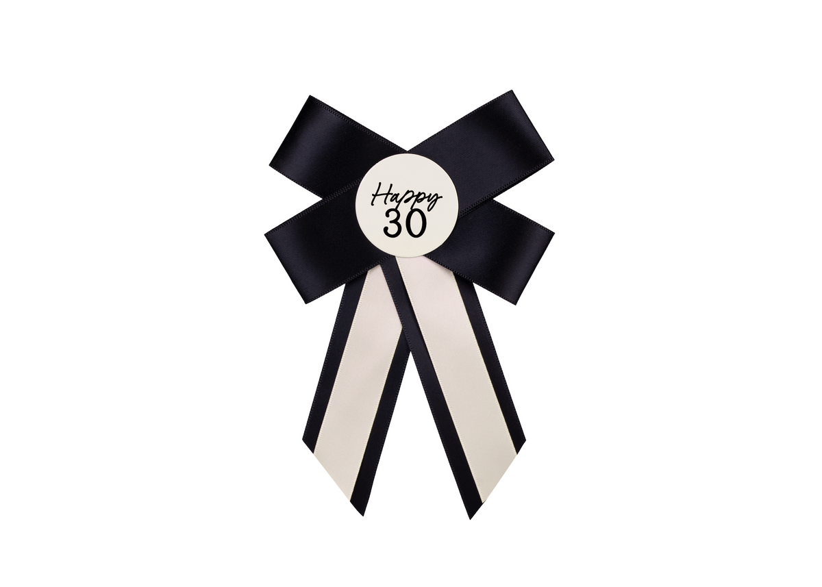 Cream &amp; Black 30th Birthday Rosette