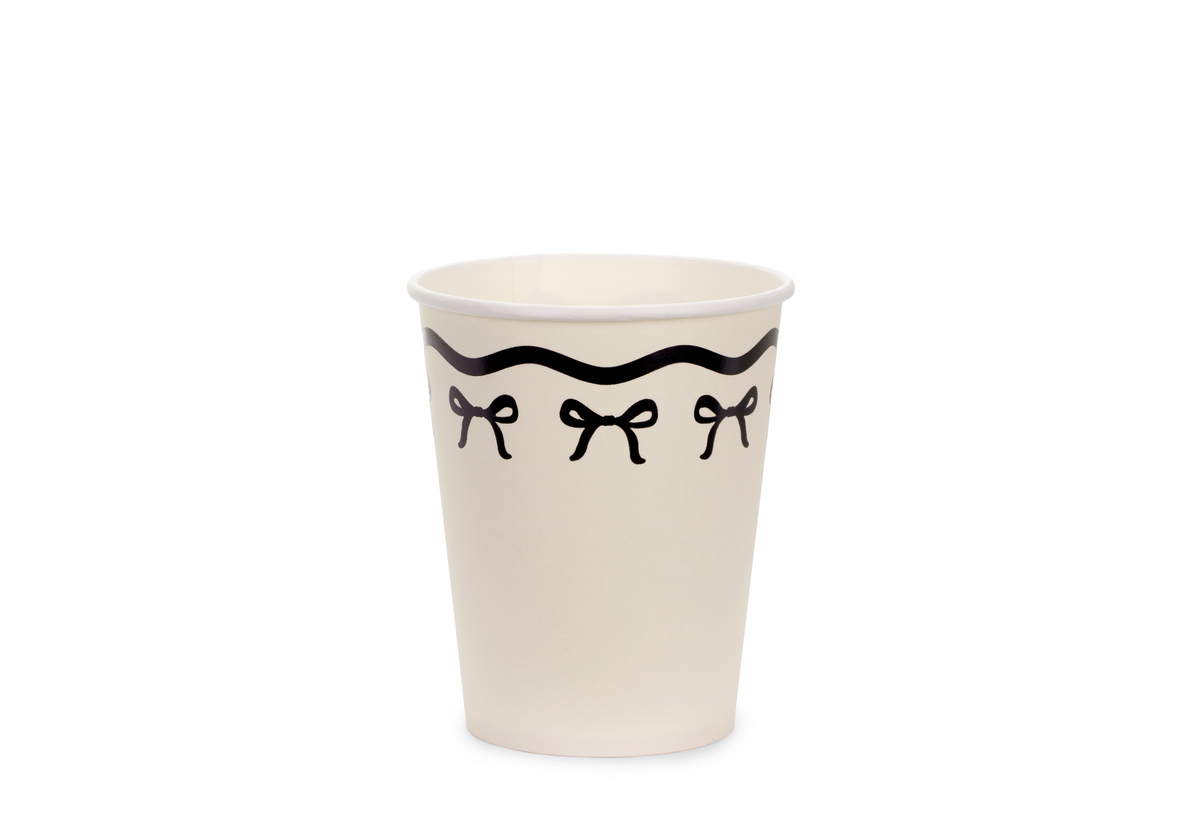 Cream &amp; Black Bow Paper Cups