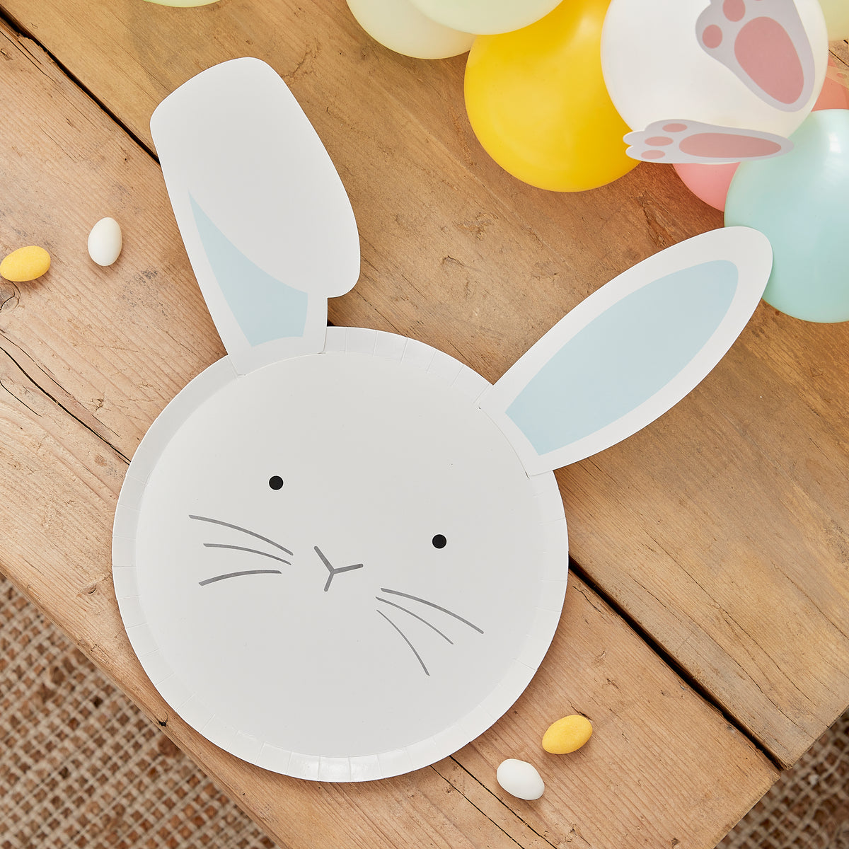 Pastel Easter Bunny Paper Plates With Interchangeable Ears