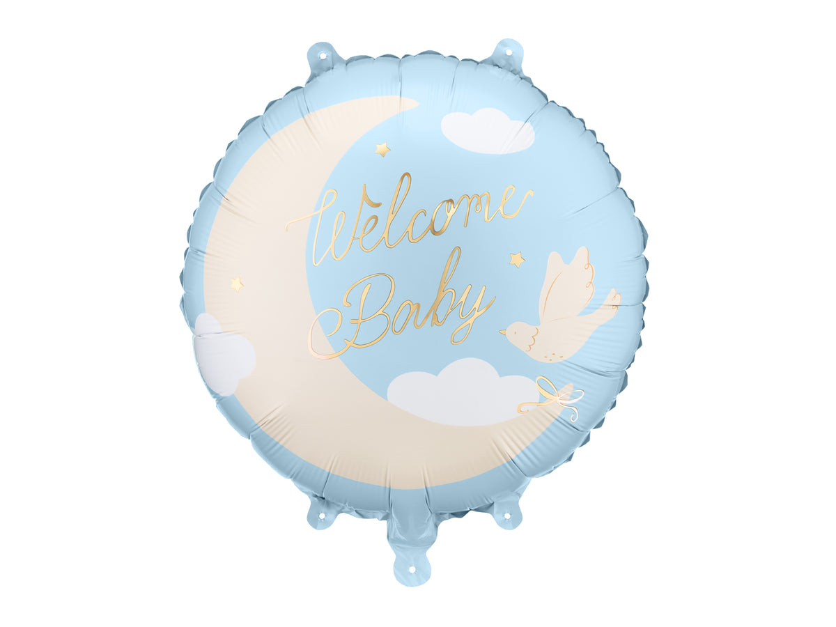 Welcome Baby Blue Foil Balloon