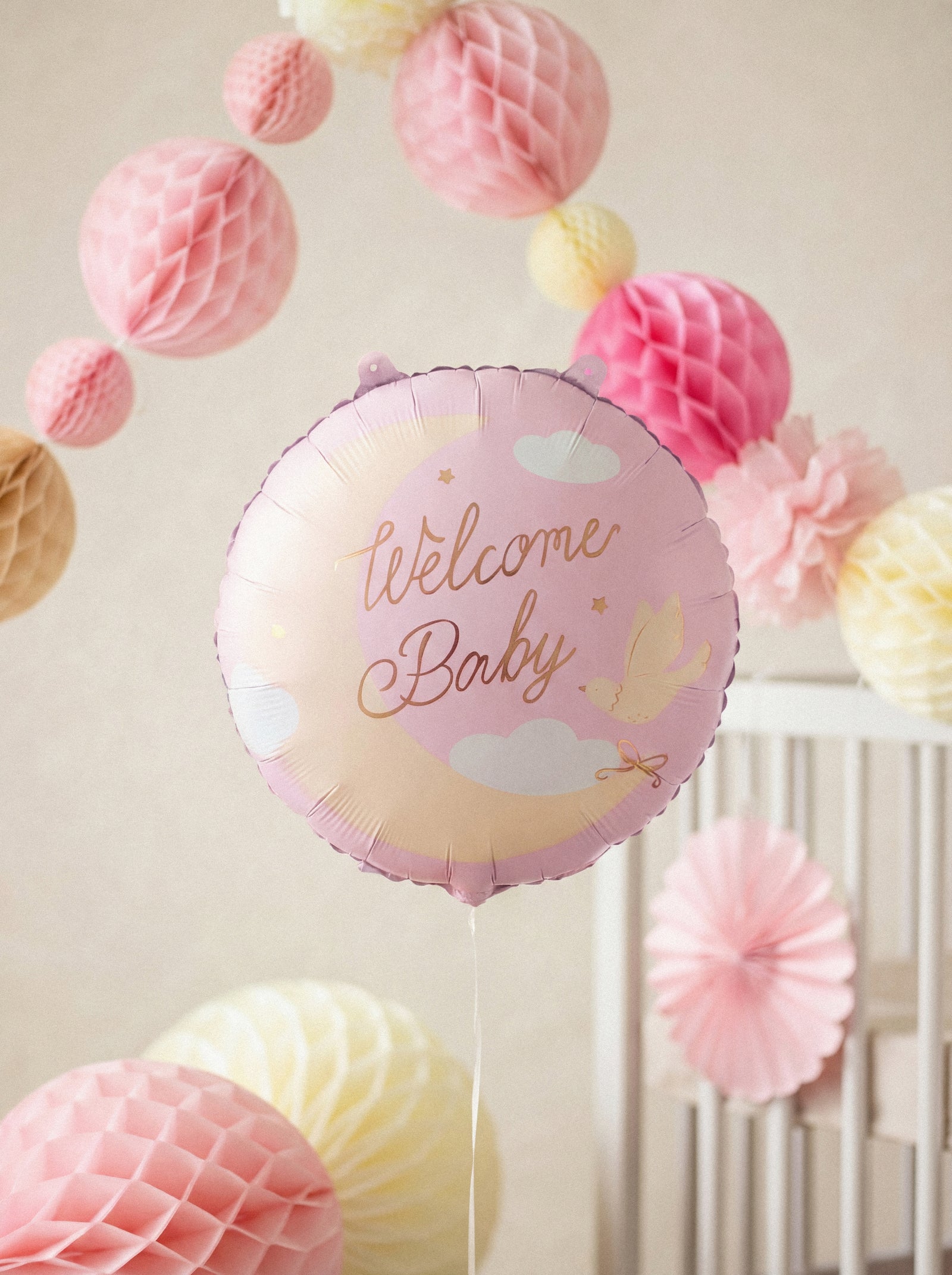 Welcome Baby Pink Foil Balloon