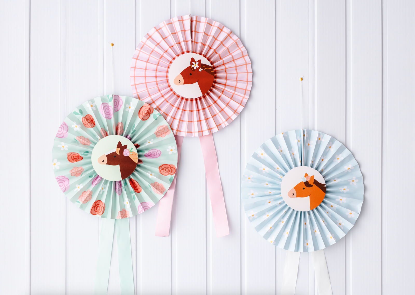 Floral Pony Party Paper Fans 