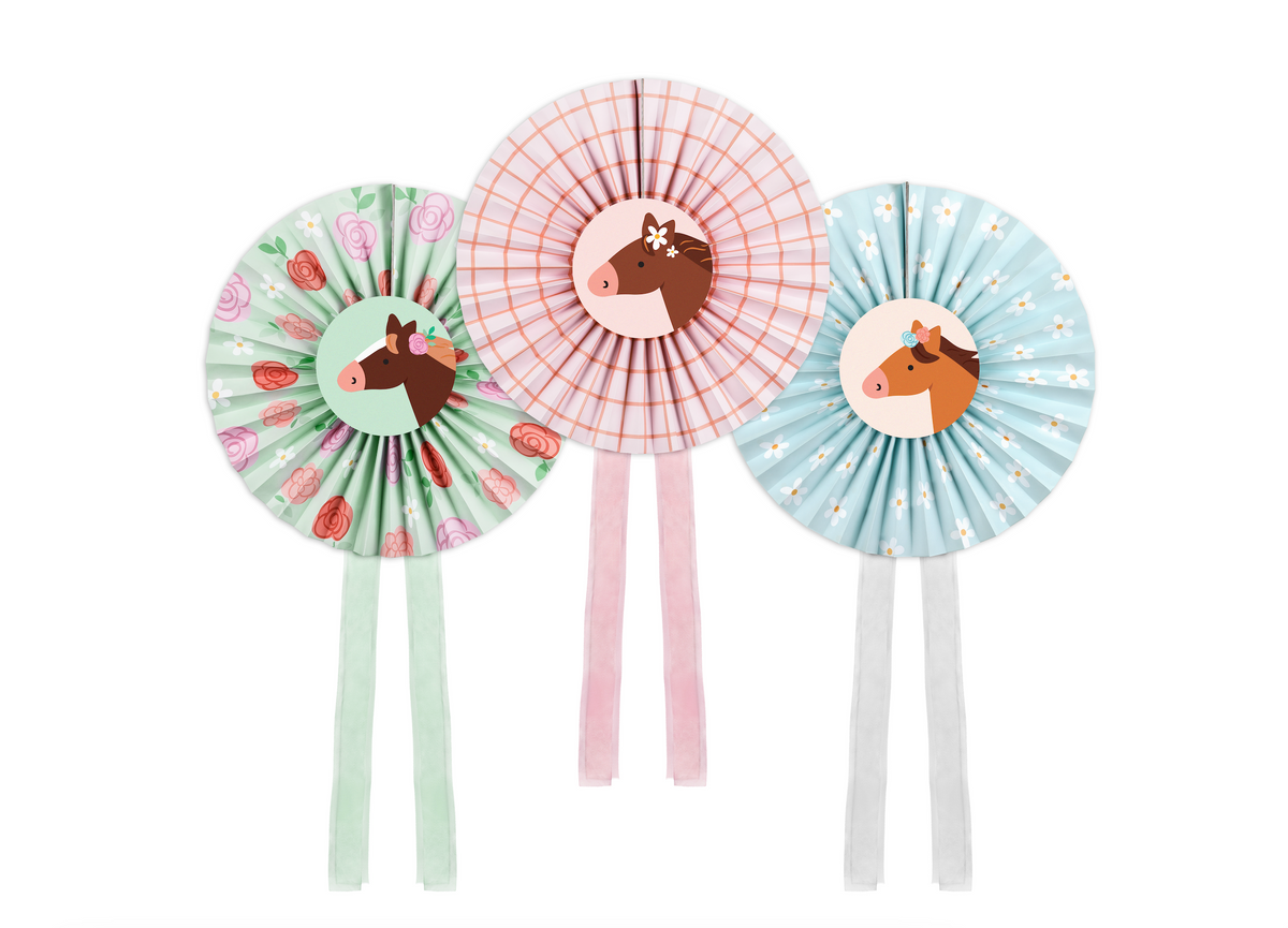 Floral Pony Party Paper Fans 