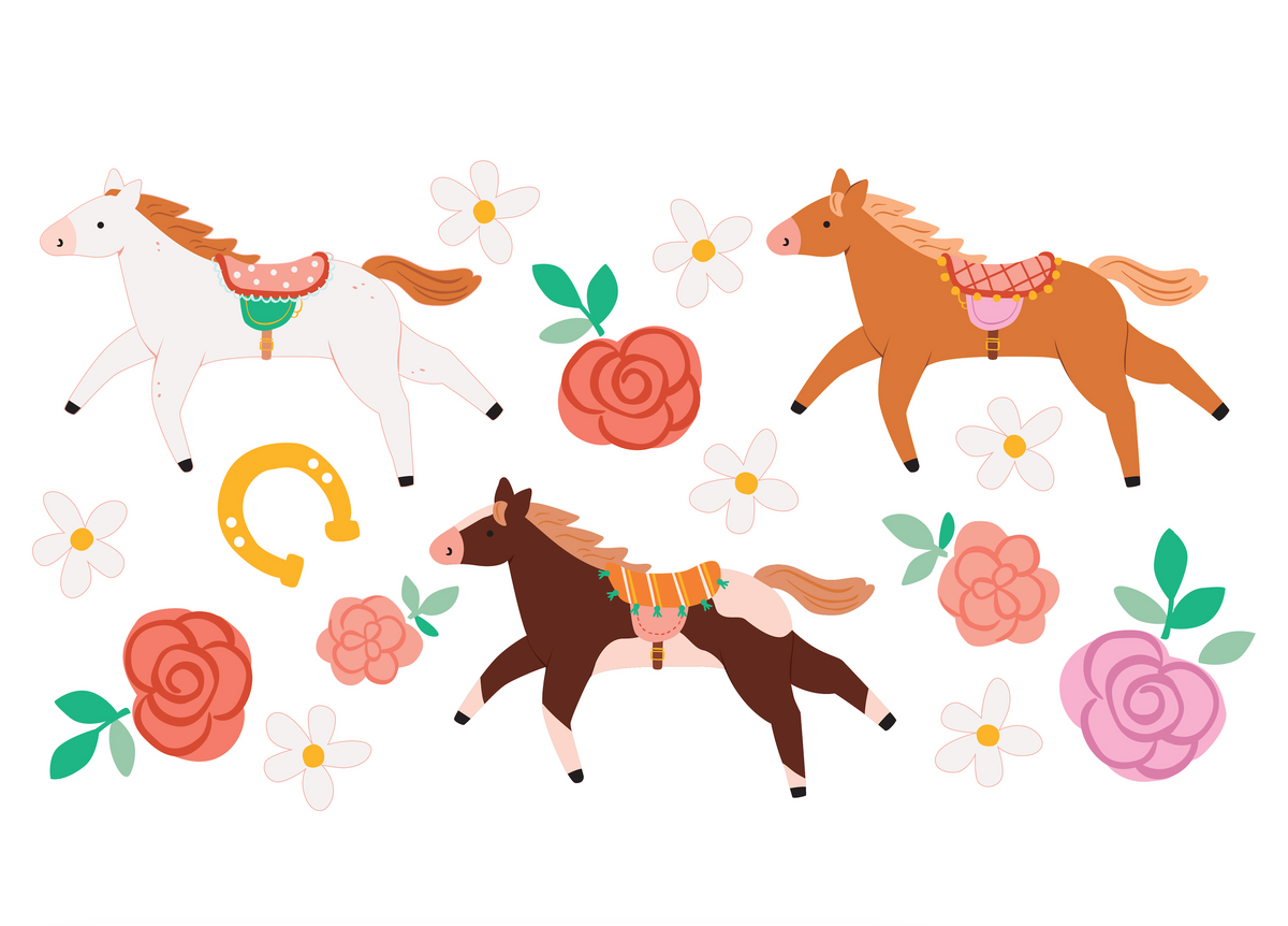 Floral Pony Temporary Tattoos