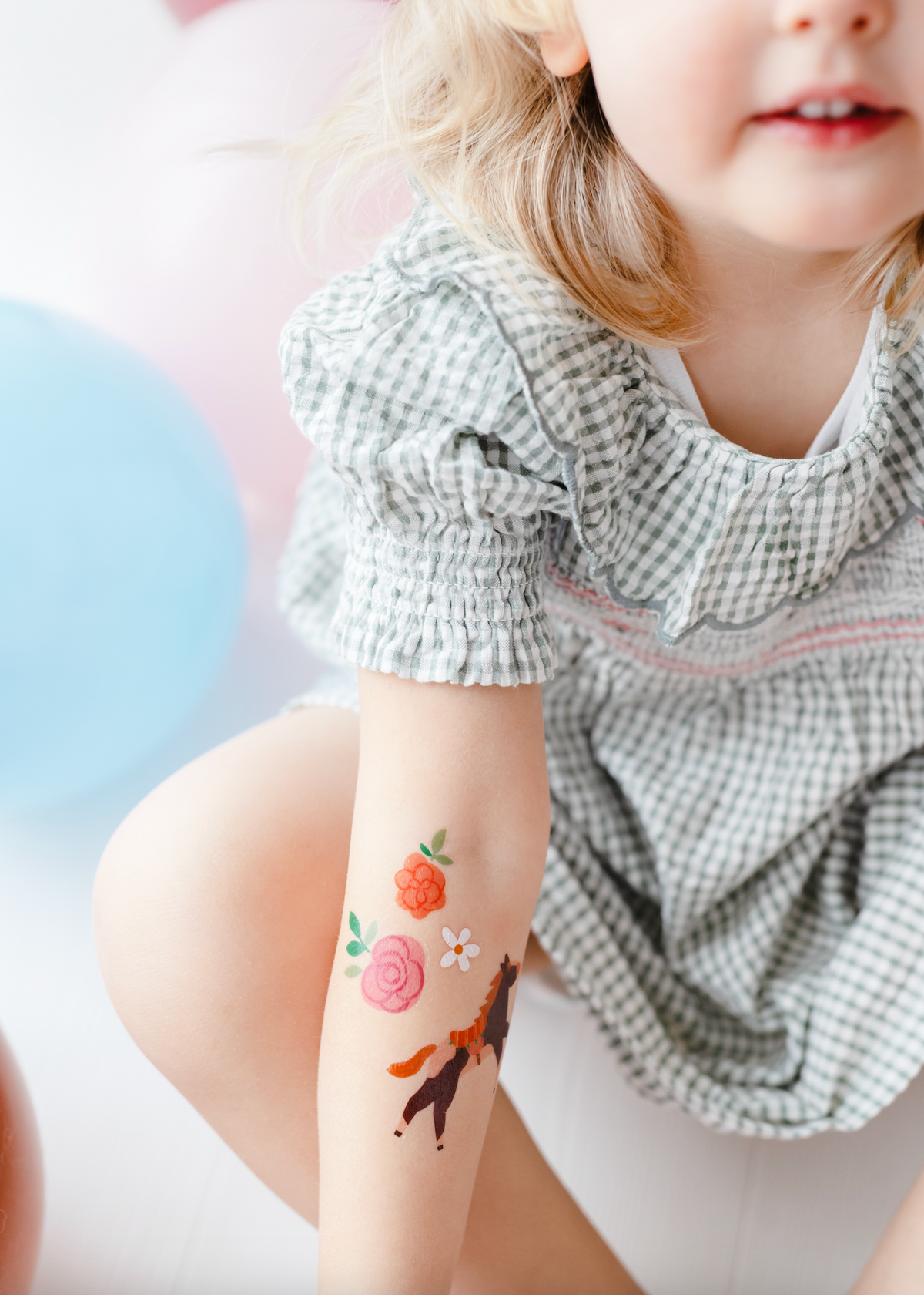Floral Pony Temporary Tattoos