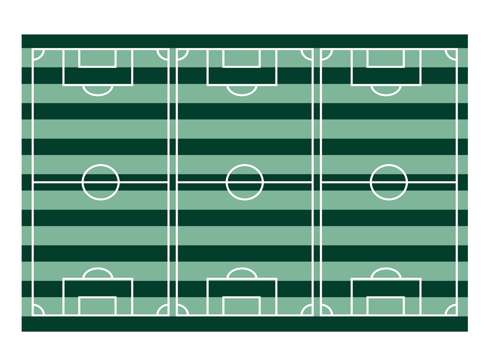 Illustration of a soccer field with green and white colors