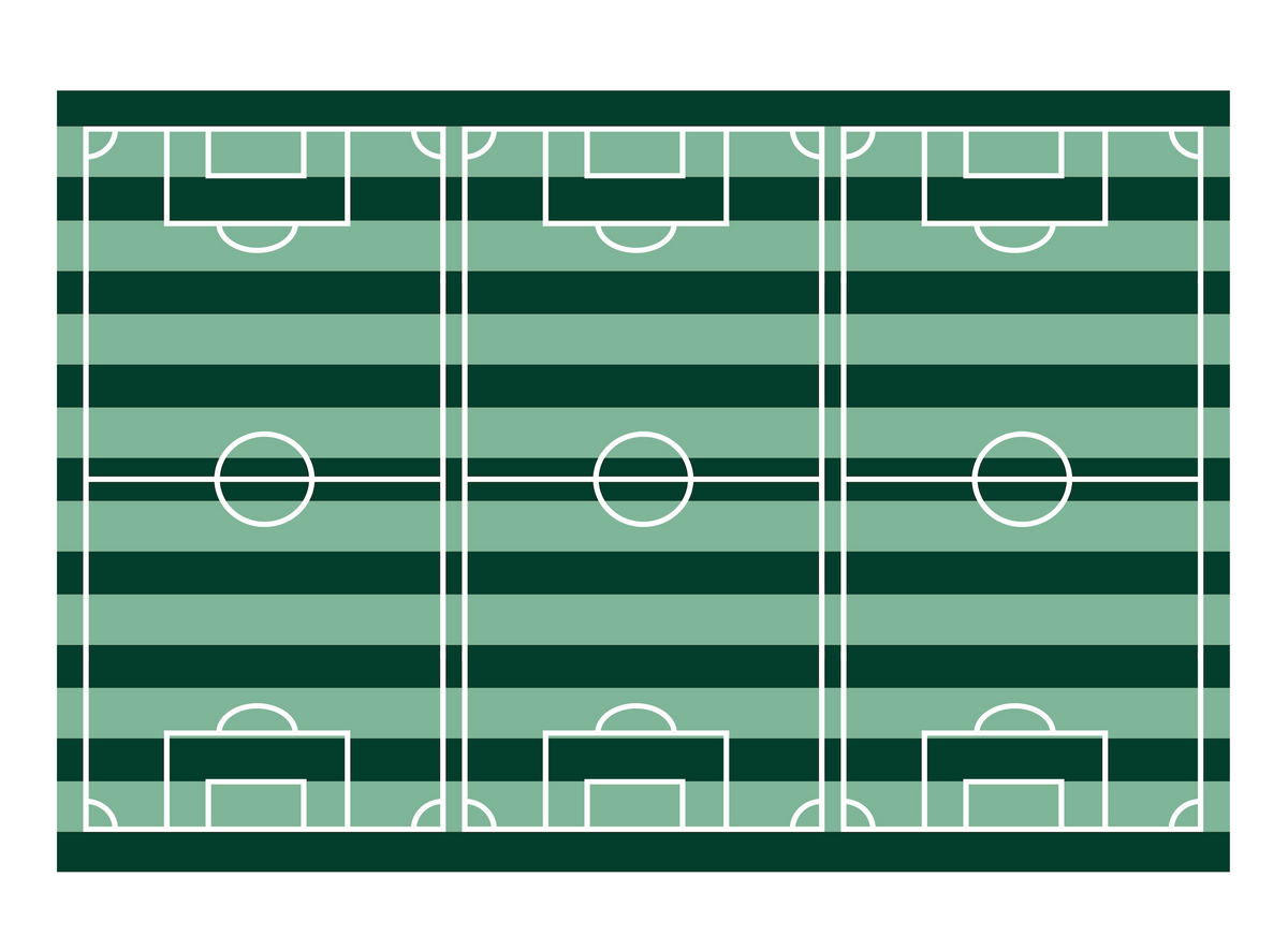 Illustration of a soccer field with green and white colors