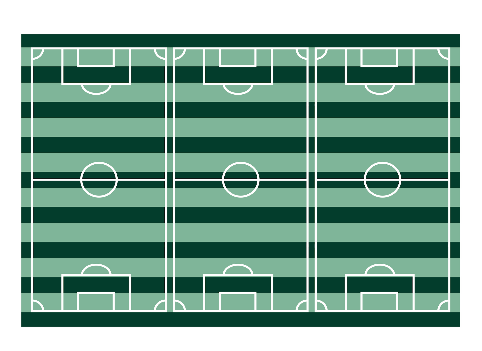 Illustration of a soccer field with green and white colors