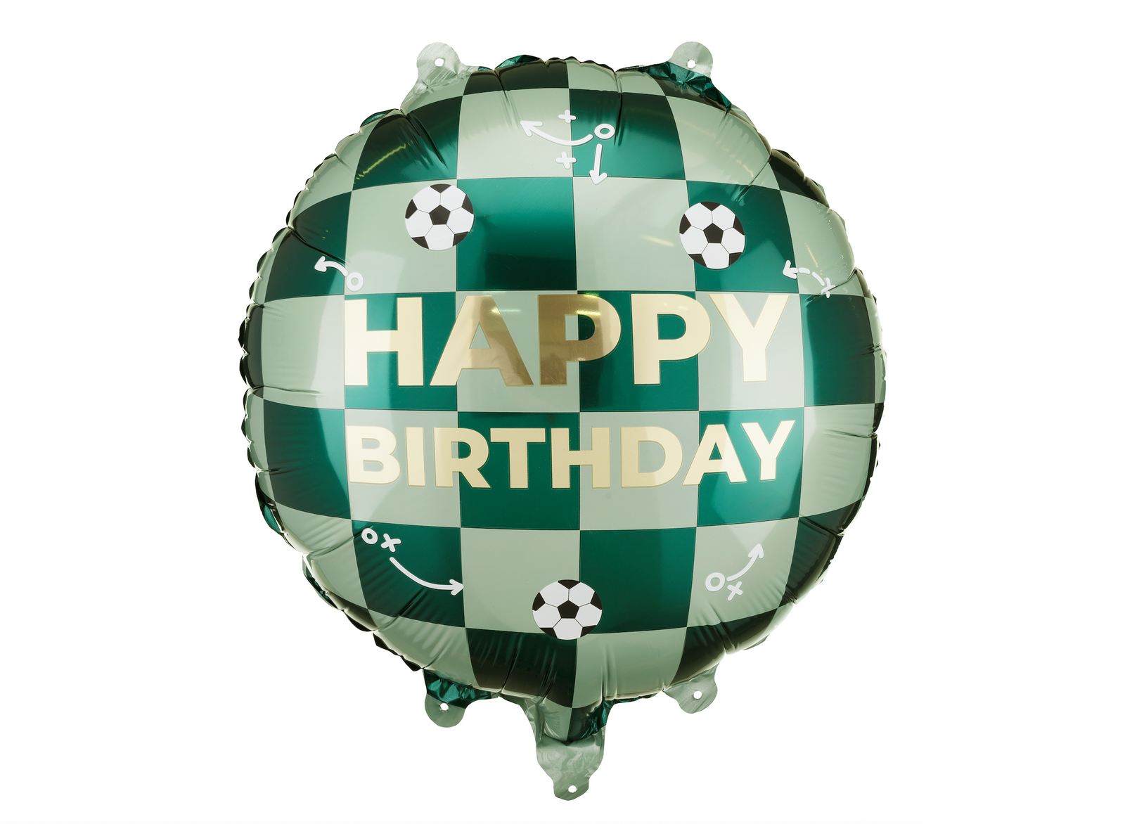 Checkered balloon with 'Happy Birthday' text on a white background