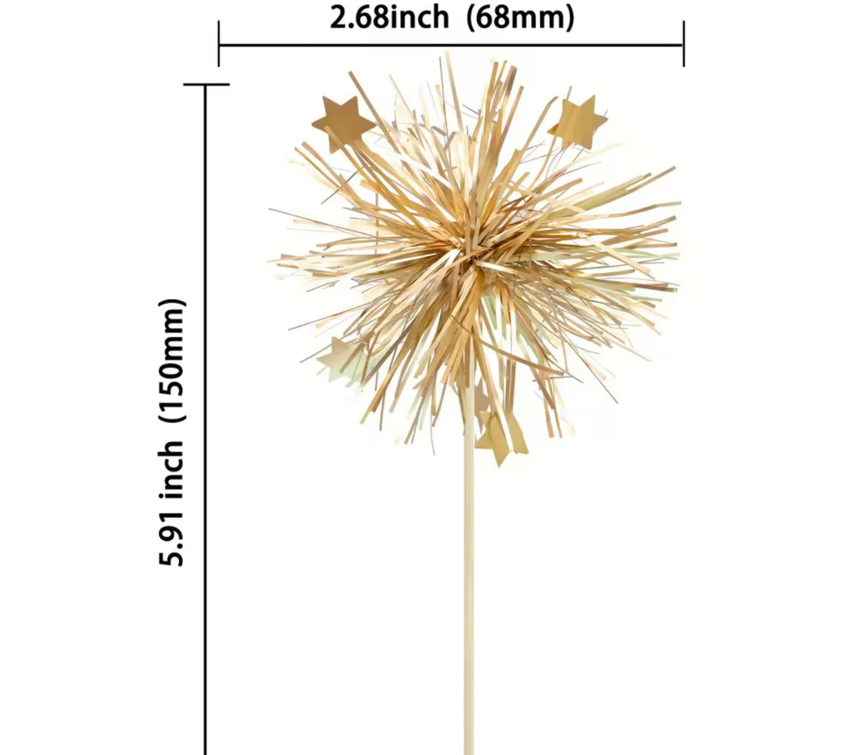 Gold Foil Firework Food Toppers