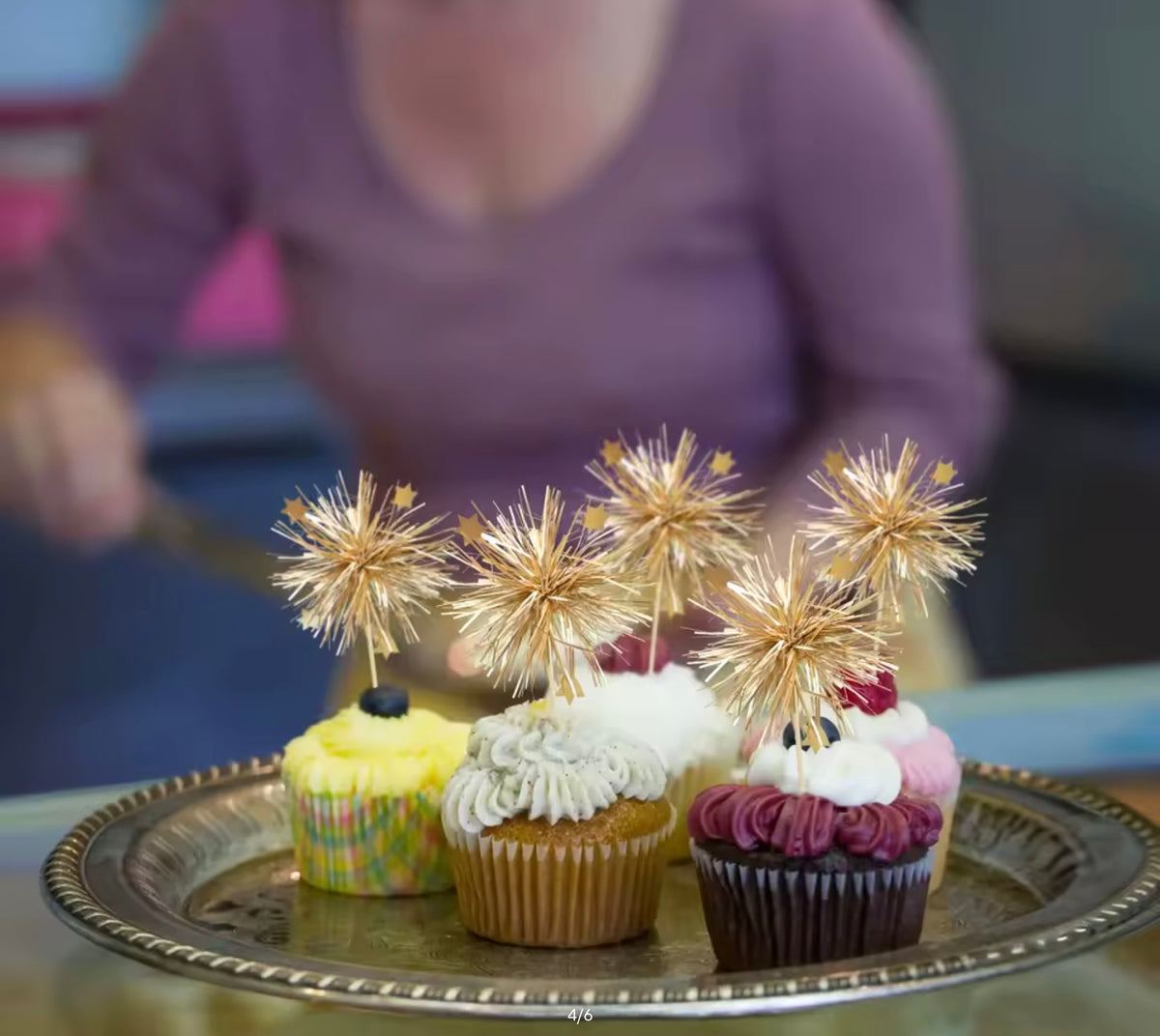 Gold Foil Firework Food Toppers