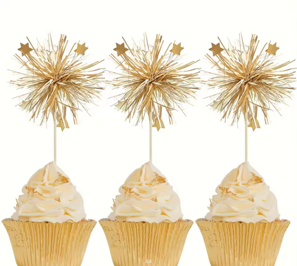 Gold Foil Firework Food Toppers