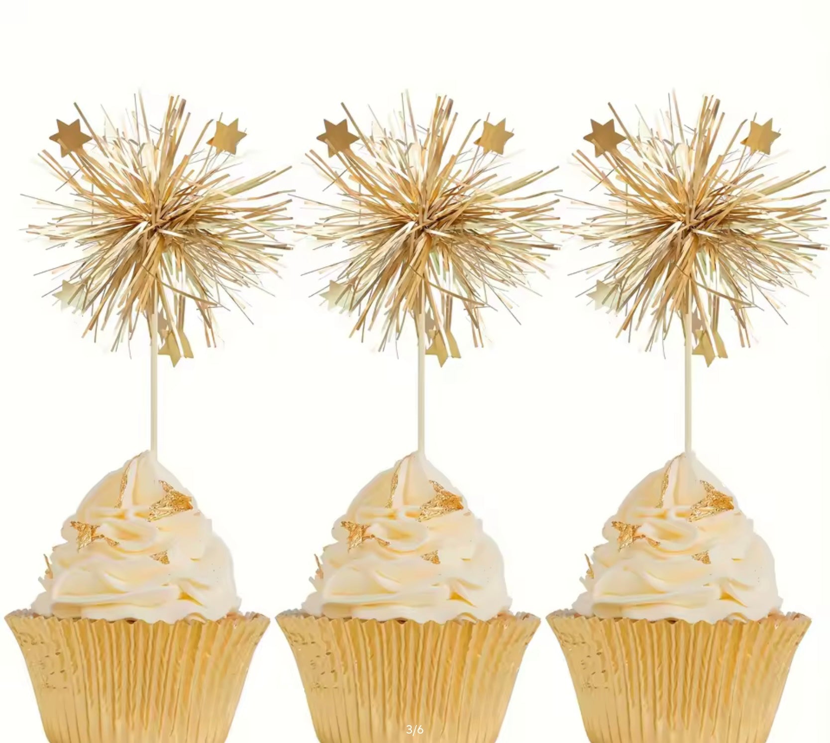 Gold Foil Firework Food Toppers