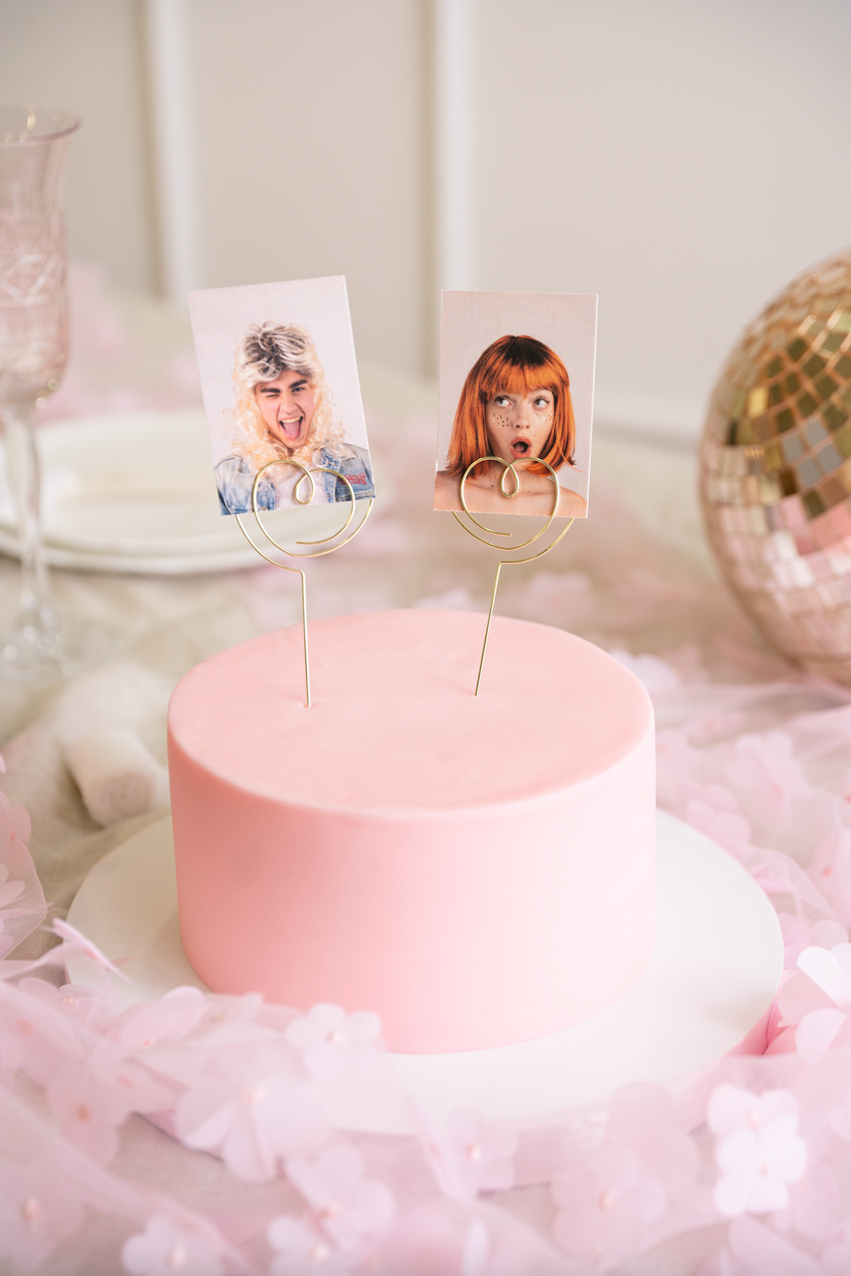 Gold Hearts Metal Cake Topper