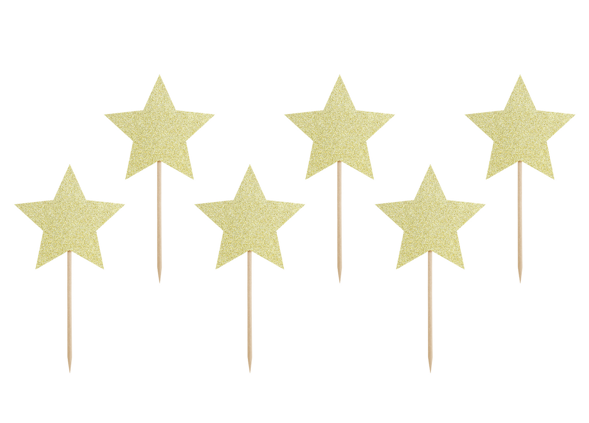 Gold Stars Cupcake Toppers