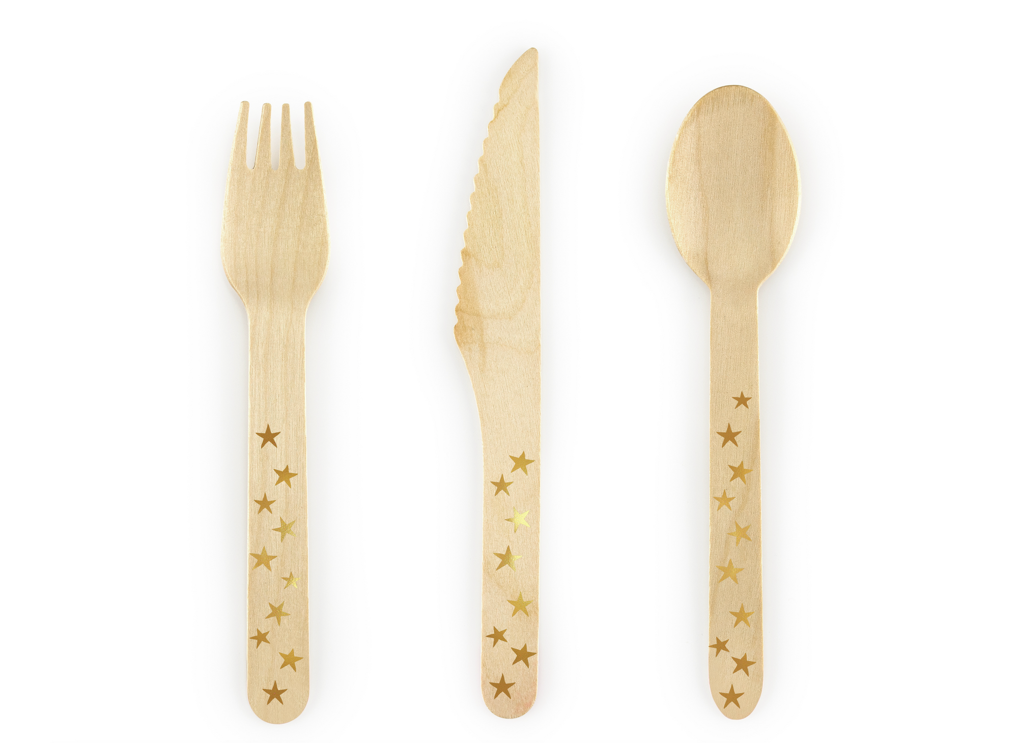 Gold Stars Wooden Cutlery Set 