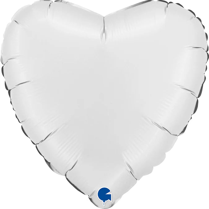 Satin White Heart Foil Balloon