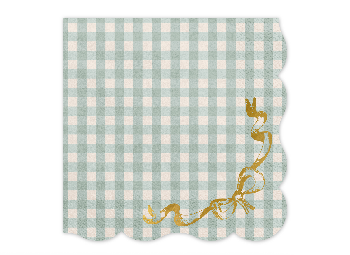Checkered paper with gold decorative elements on a white background