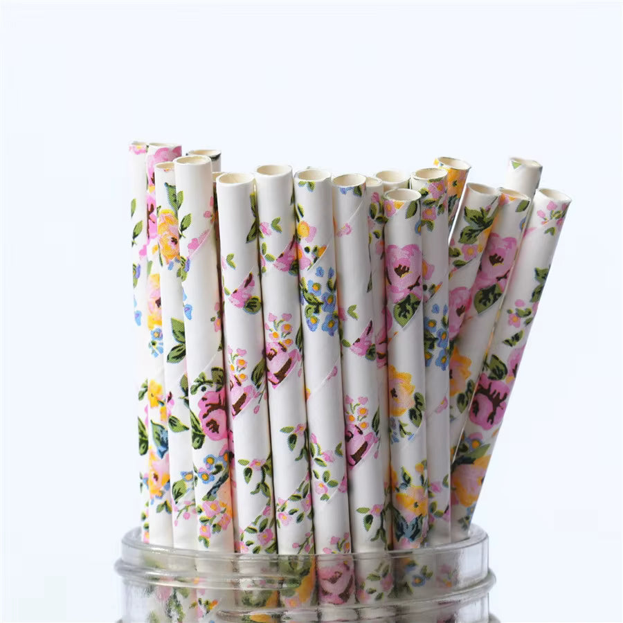 Floral Paper Straws