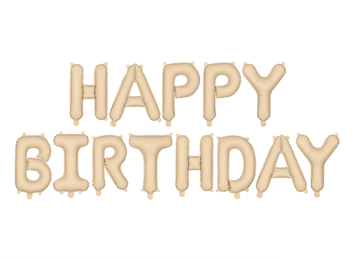 Happy Birthday Beige Foil Balloon