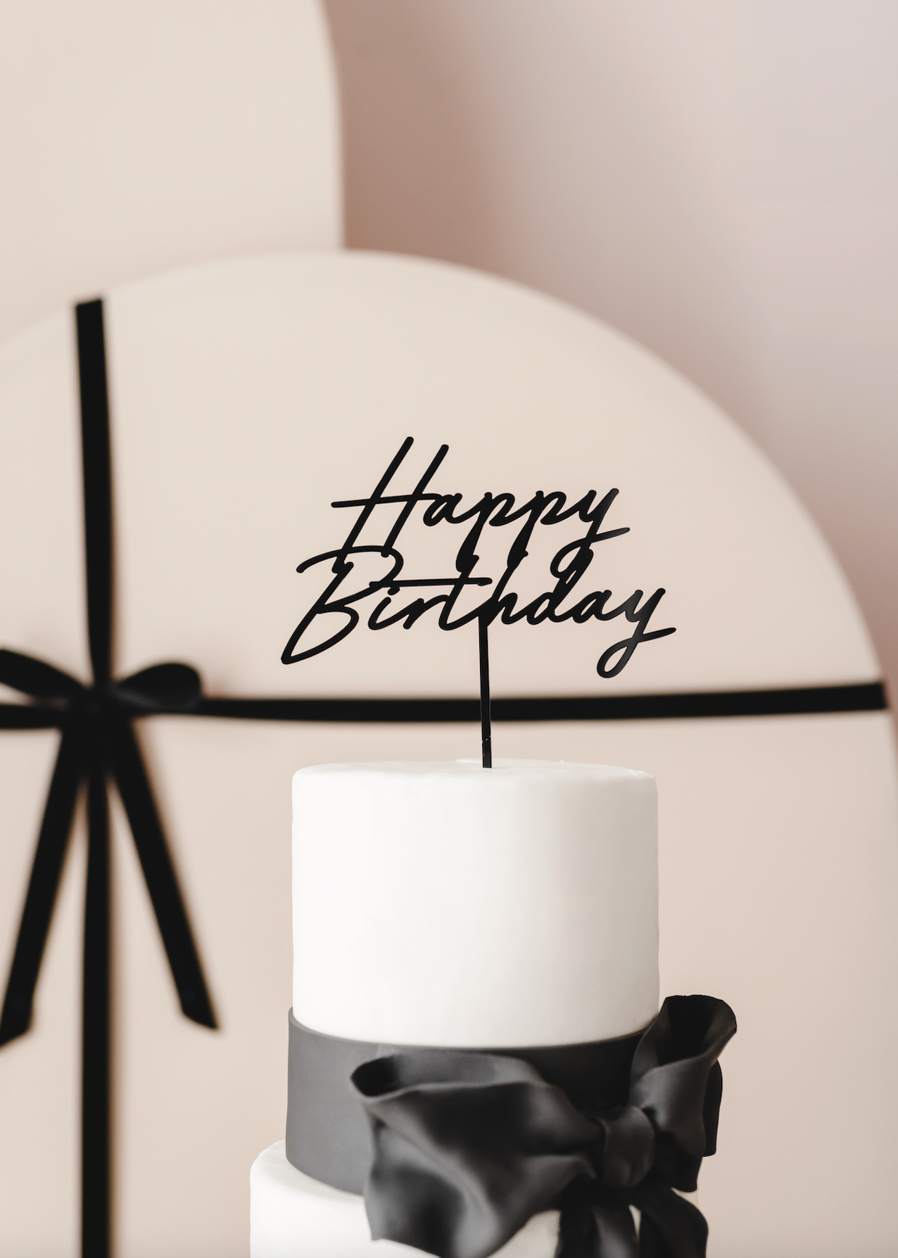 Black Happy Birthday Cake Topper