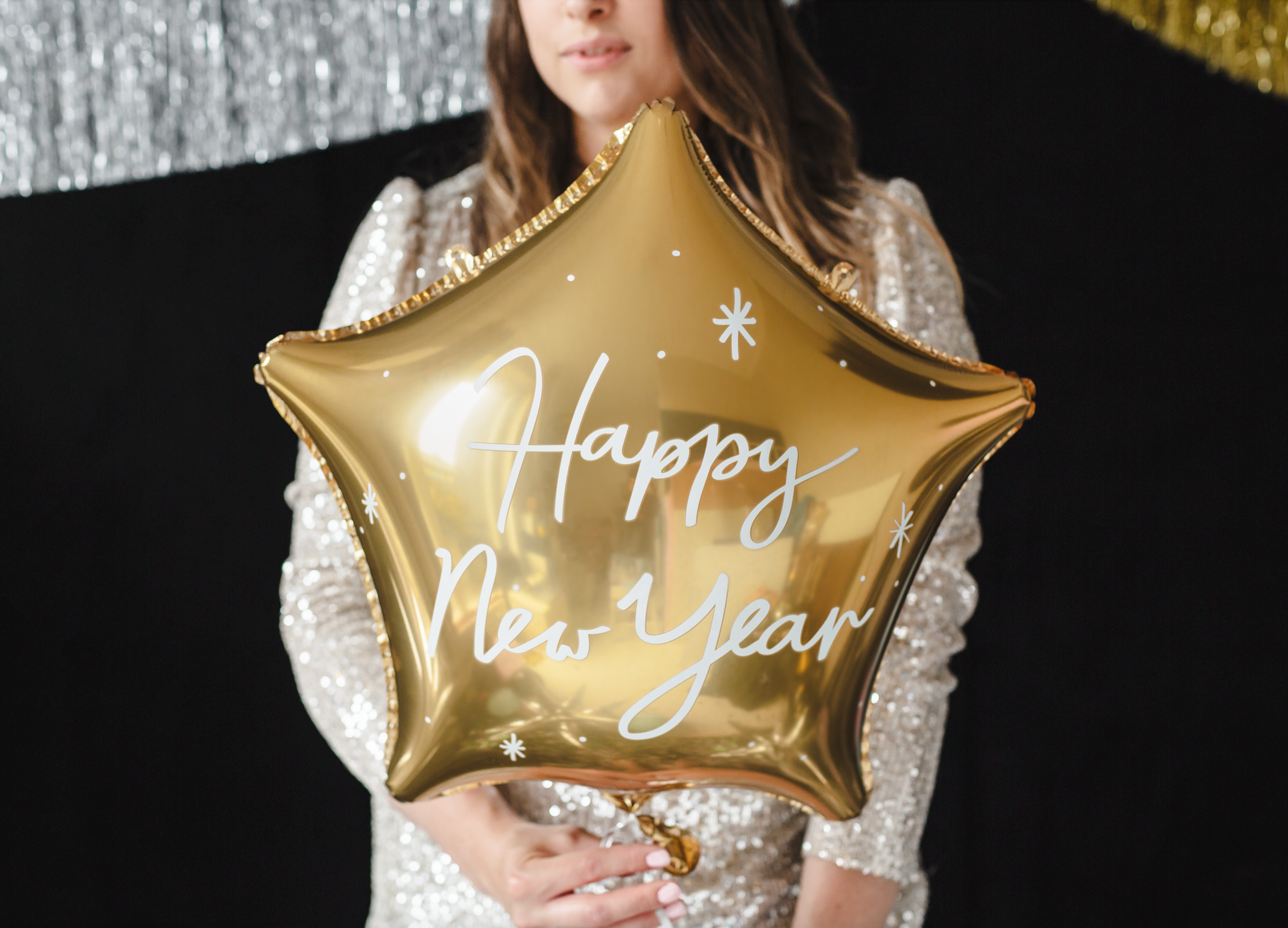 Happy New Year Gold Star Foil Balloon