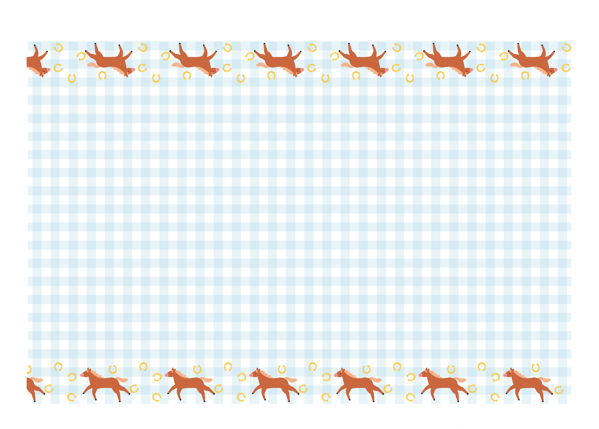 Horse Checkered Paper Tablecloth 