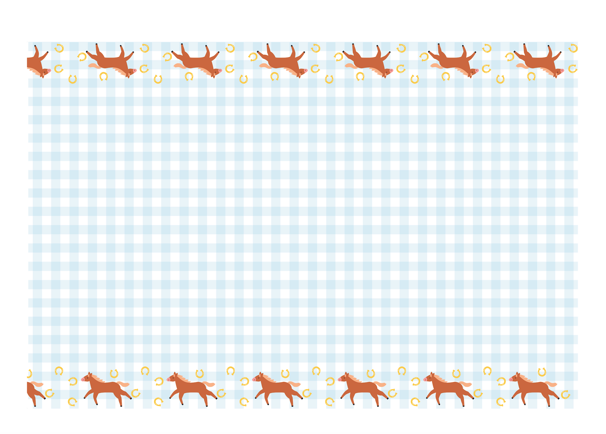 Horse Checkered Paper Tablecloth 