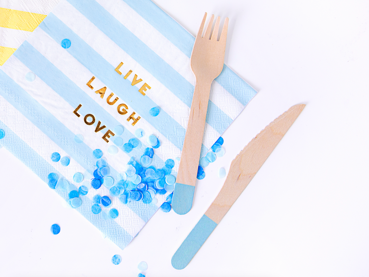 Light Blue Wooden Cutlery Set