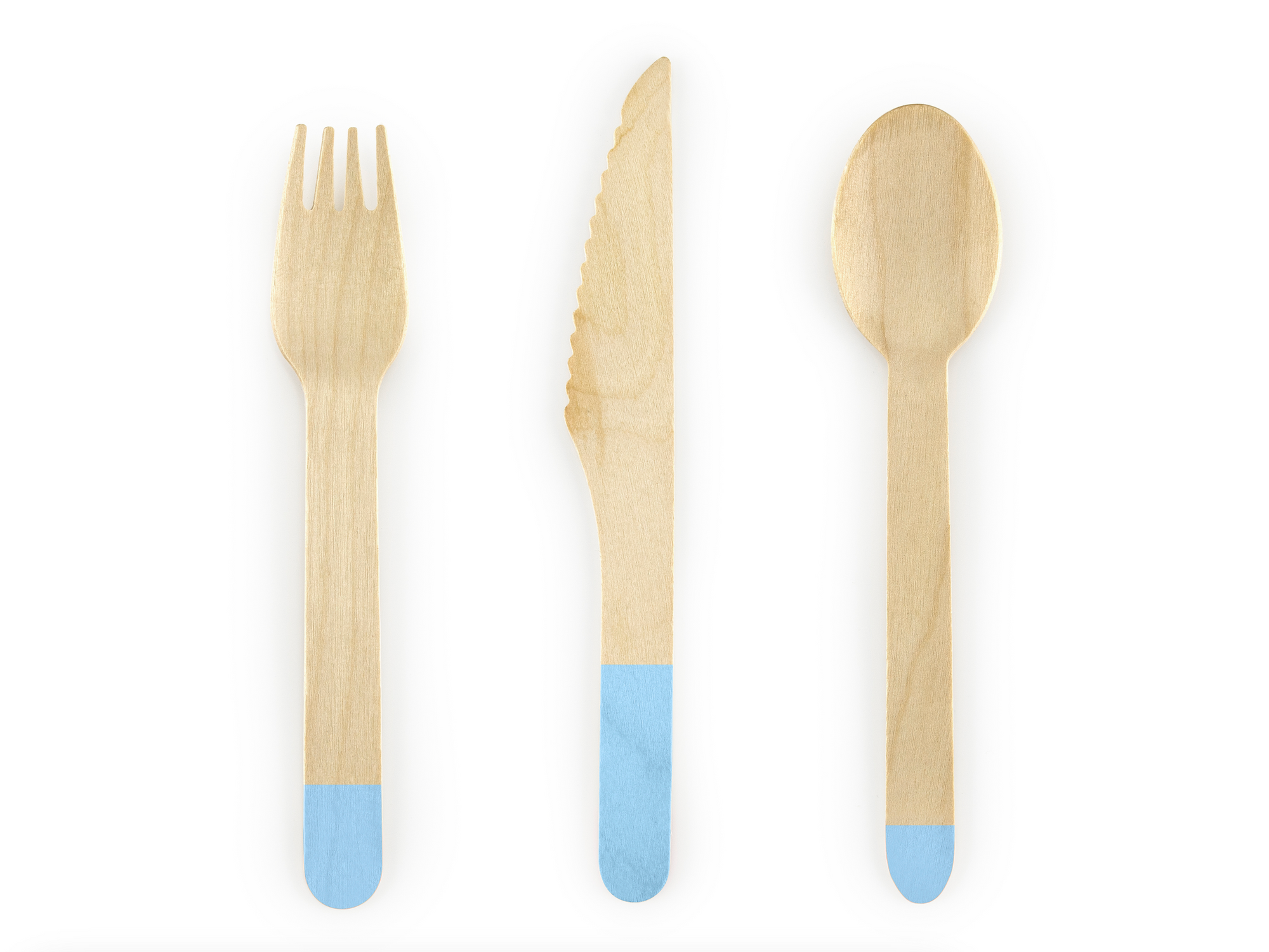 Light Blue Wooden Cutlery Set