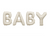 Balloon letters spelling 'BABY' on a white background