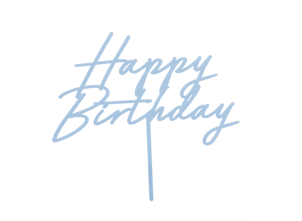 Matte Blue Happy Birthday Cake Topper