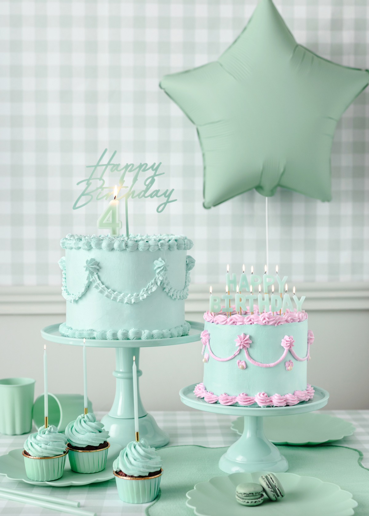 Matte Green Happy Birthday Cake Topper
