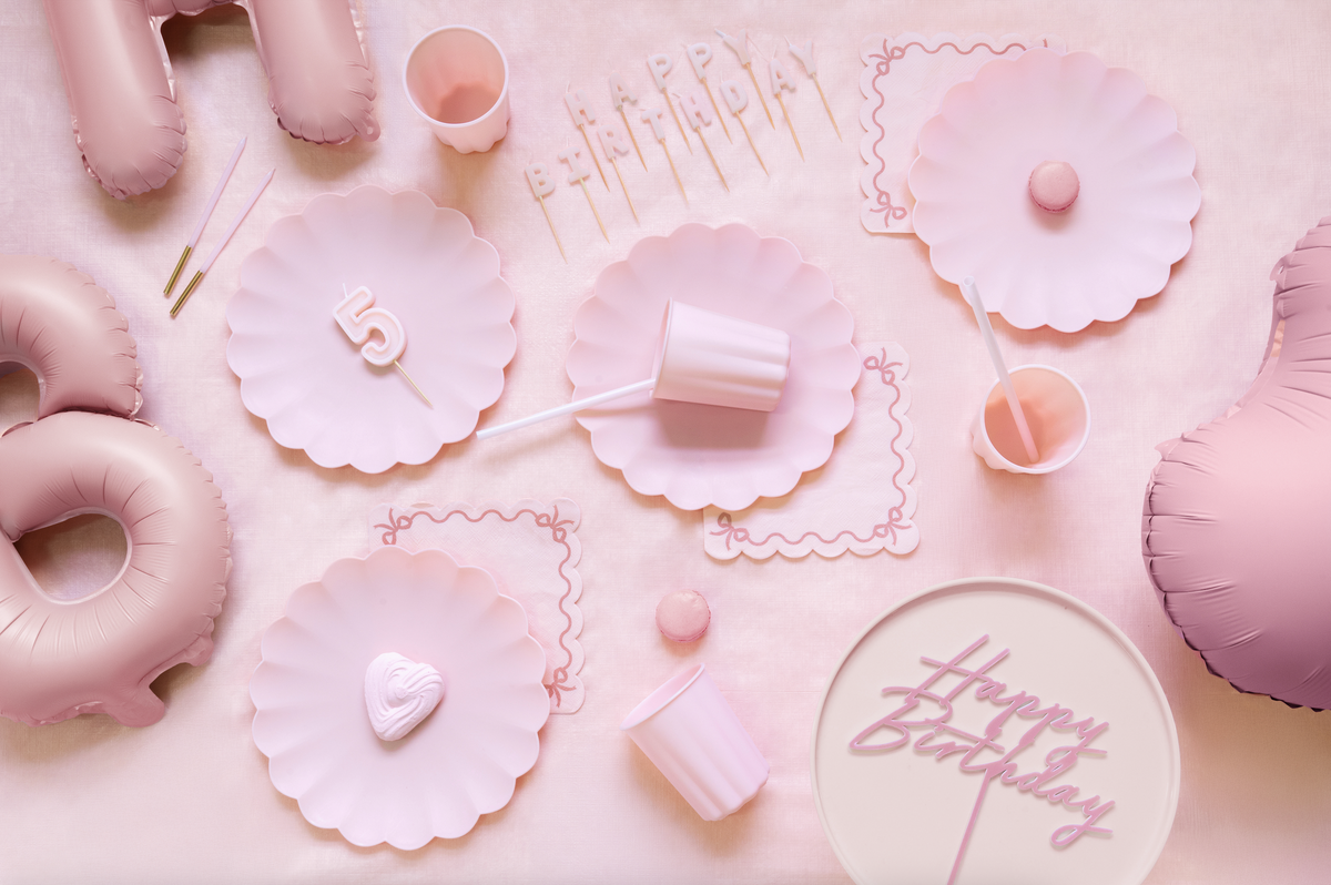 Matte Pink Happy Birthday Cake Topper