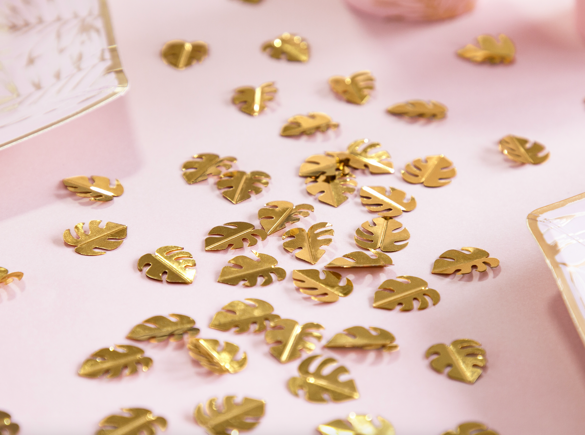 Metallic Gold Tropical Leaf Confetti