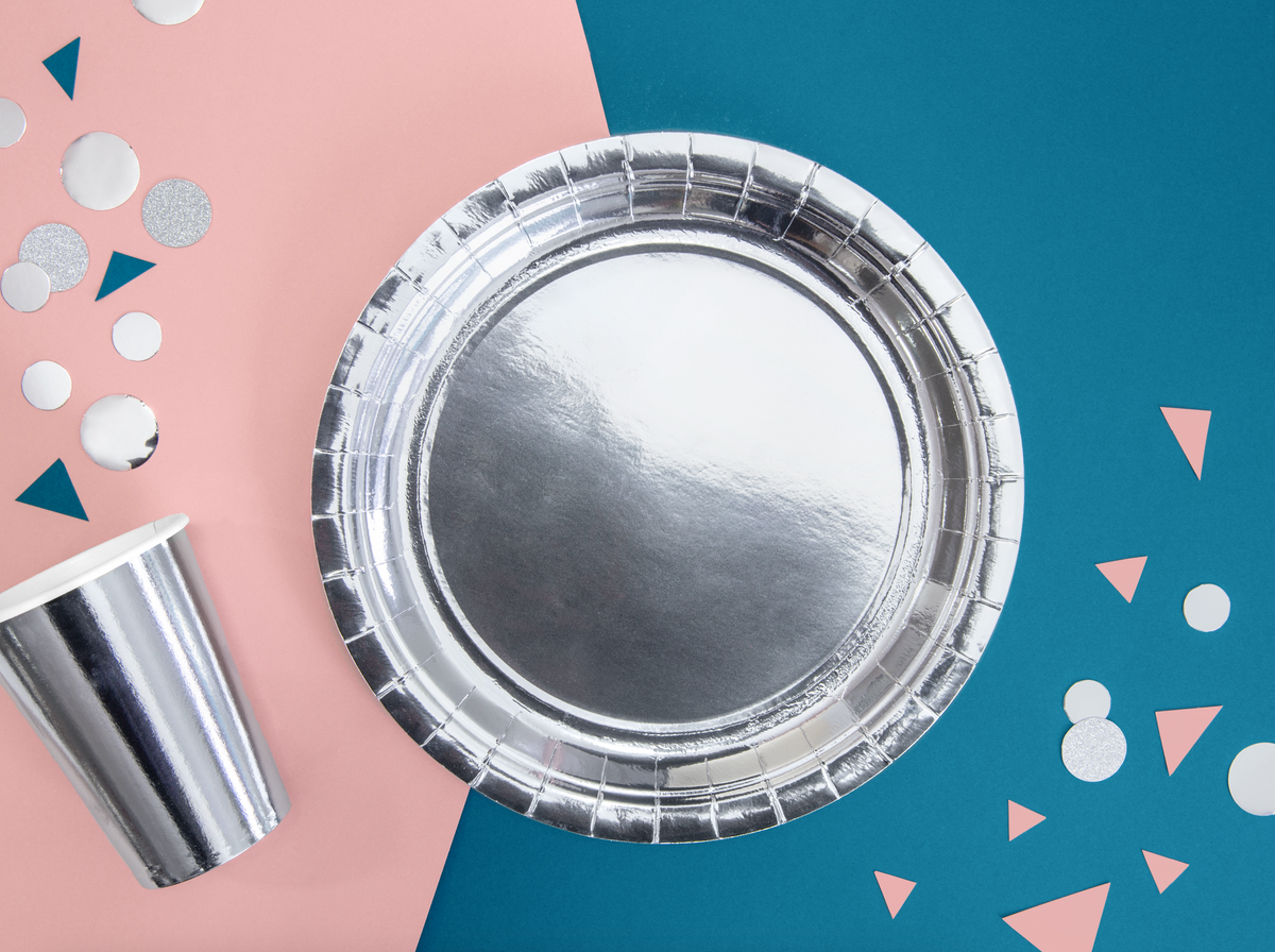 Metallic Silver Round Plates