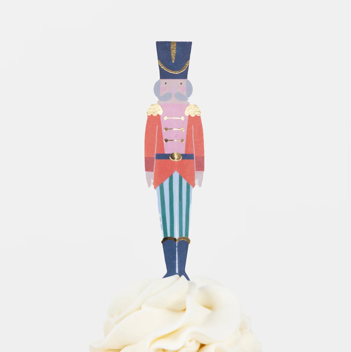 Decorative nutcracker figure on a white background