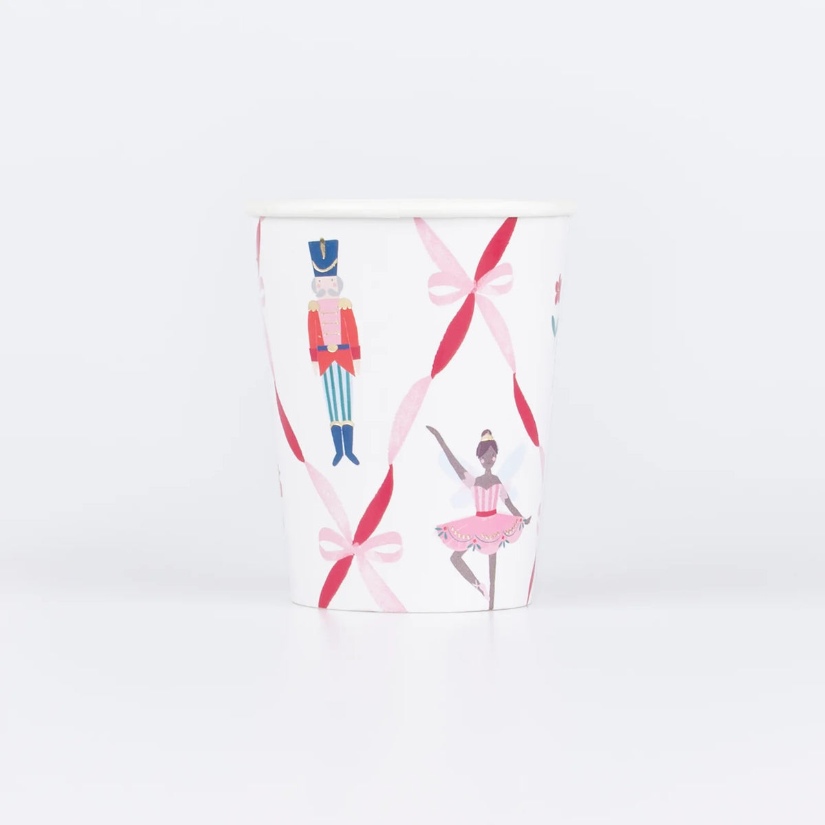 Gift box with Nutcracker and ballerina design on a white background
