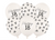 White balloons with black text and patterns, including 'Happy 18', on a white background.