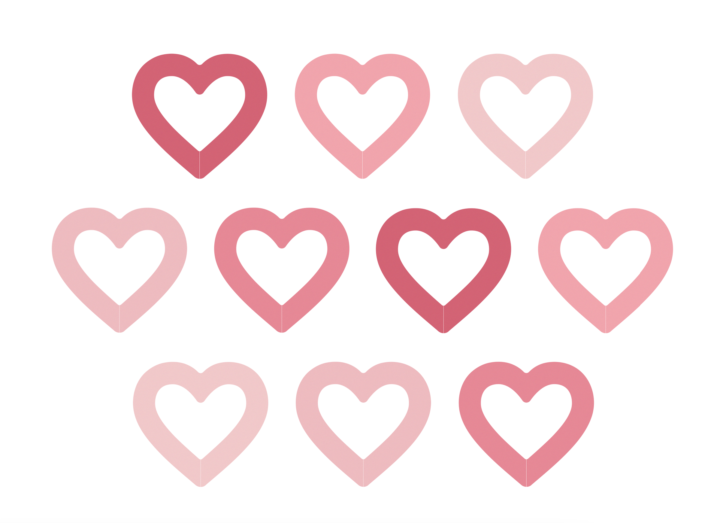 Ombre Pink Hearts Drink Tags