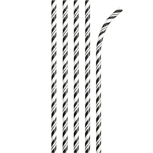 Black Velvet Striped Paper Straws with Eco-Flex Technology