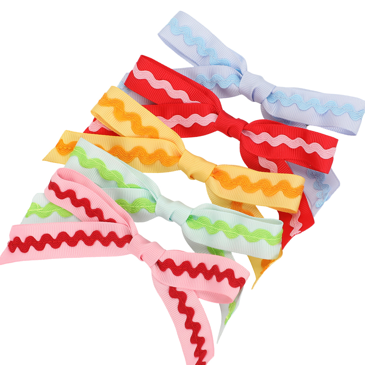 Multicolor Ric Rac Anything Clip-On Bow Set