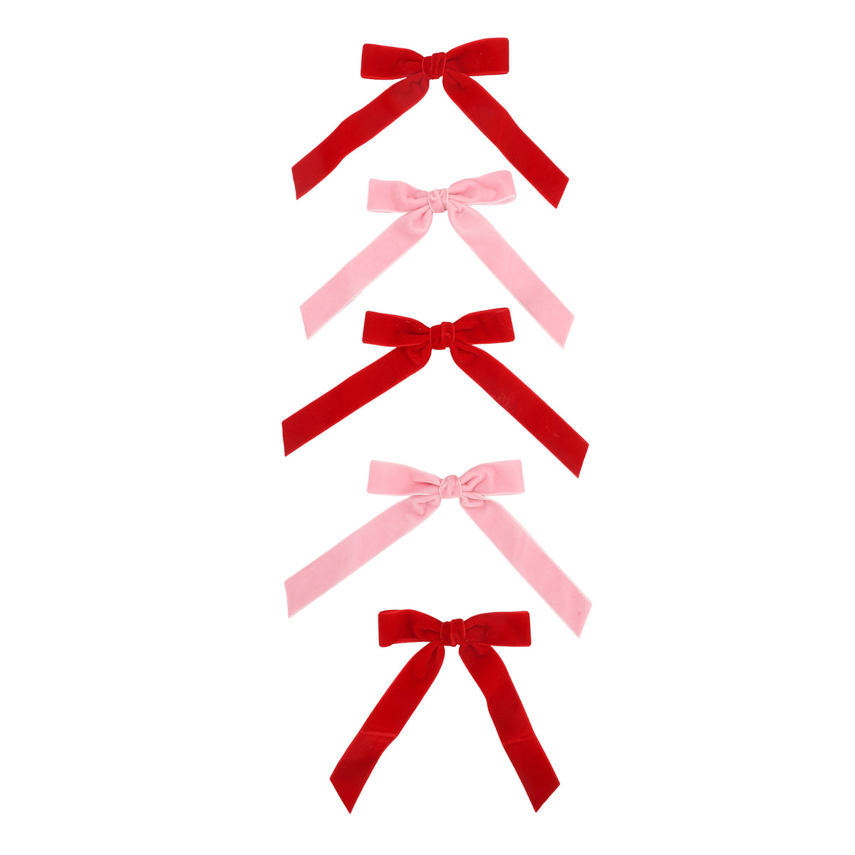 Pink & Red Velvet Clip-on Bow Set