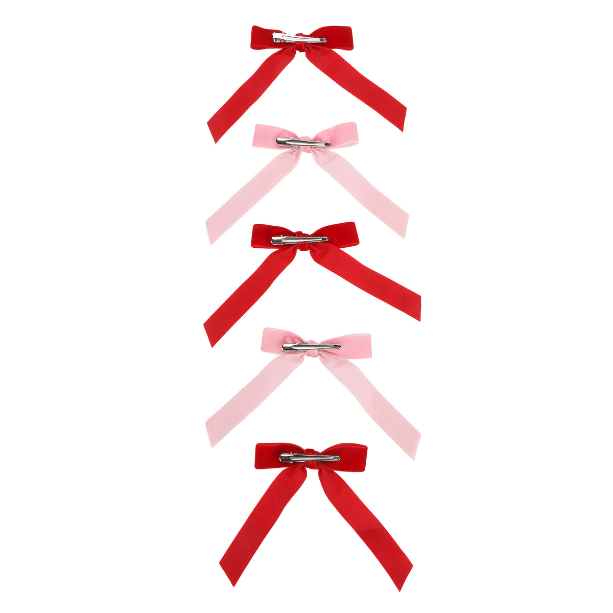 Pink & Red Velvet Clip-on Bow Set