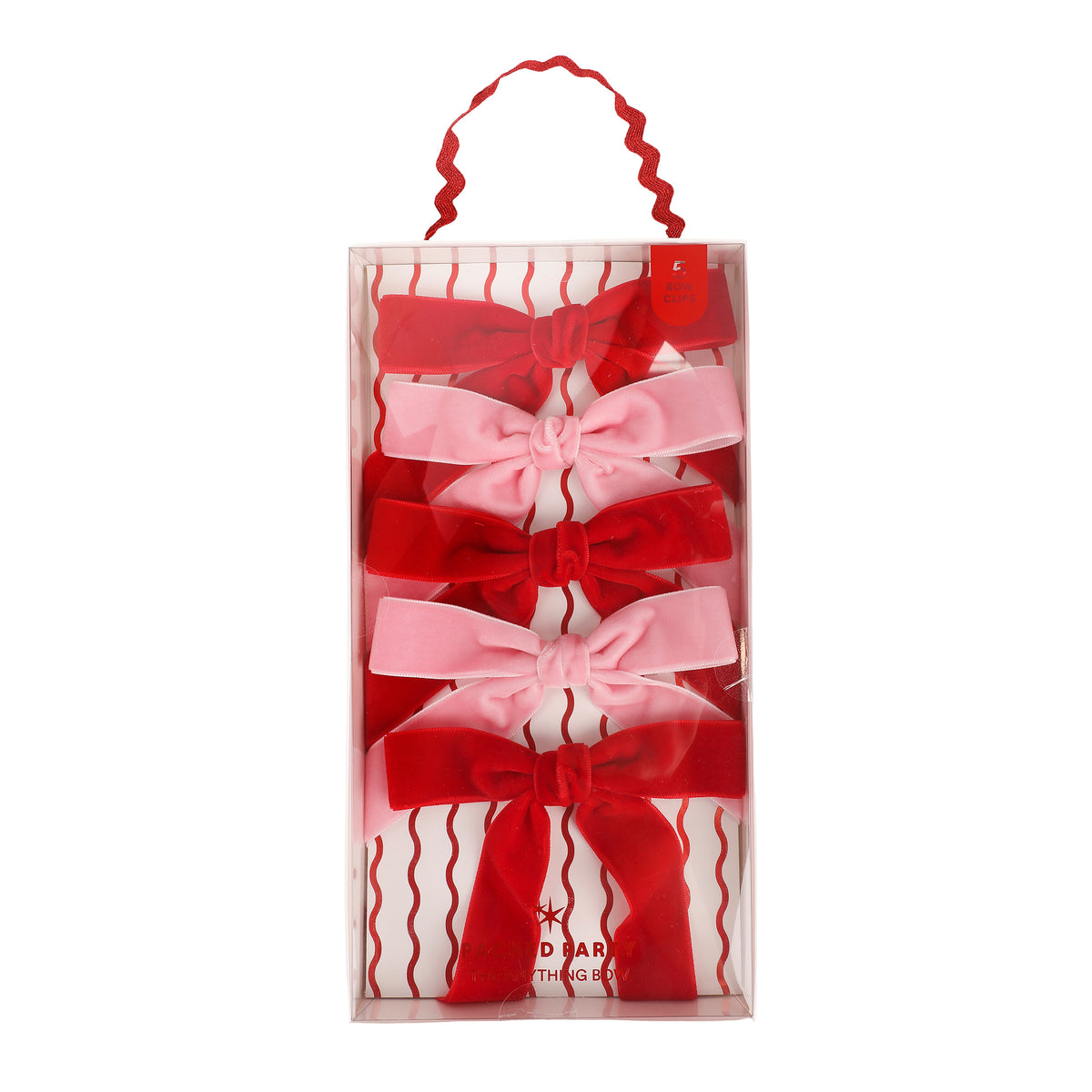 Pink & Red Velvet Clip-on Bow Set