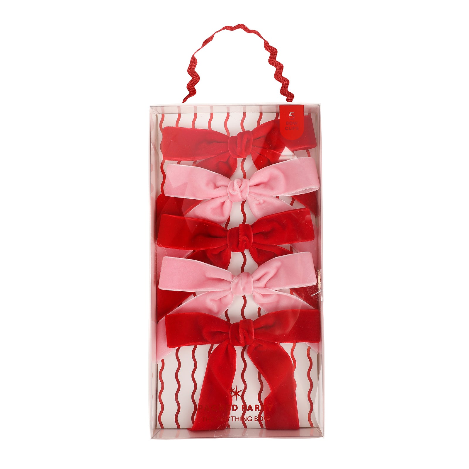 Pink & Red Velvet Clip-on Bow Set